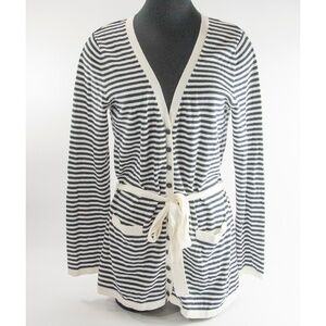 Banana Republic Striped Black White Cardigan Large
